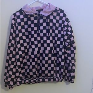 black & pink checkered forever 21 windbreaker